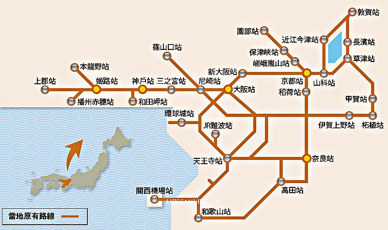 JR關西周遊券（JR Kansai Area Pass路程圖