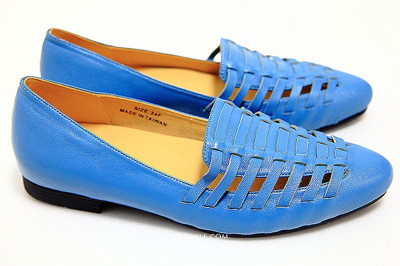 台灣鞋品牌-PUHU彪琥鞋職人靈魂(女)PUHU真皮編織尖頭樂福鞋A15F9654-藍，萍子推薦台灣在地品牌鞋設計，自己鞋款自己設計，PUHU LADY鞋款自訂款，合型合腳好設計的台灣在地品牌，網路買鞋，網路買鞋尺寸 @upssmile向上的微笑萍子 旅食設影